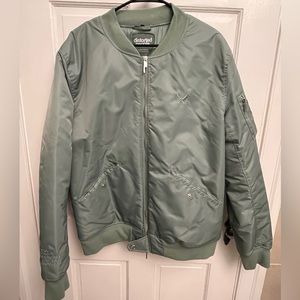 Distorted People Bomber Jacket - L - Sage Green